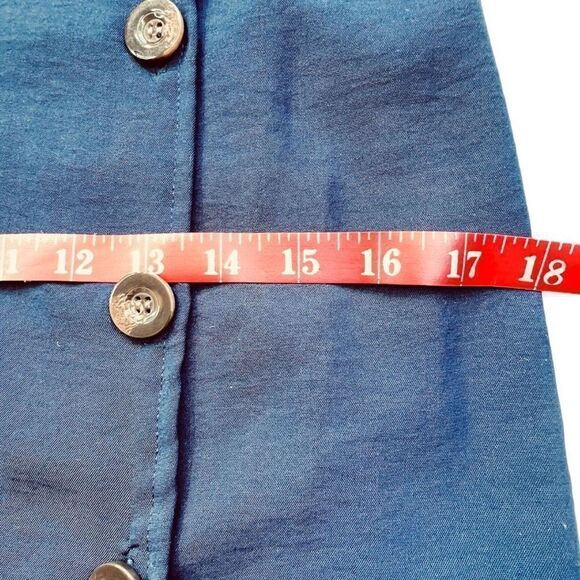 Timing Women’s Asymmetrical Button Up Spaghetti Strap Navy Blue Dress Sz S - Picture 3 of 12
